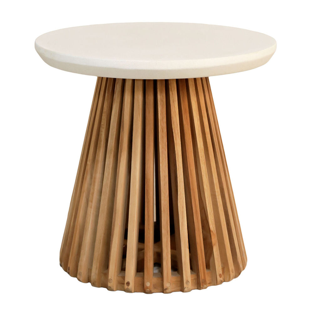 Azure 20" Cement Top Round White Outdoor Side Table