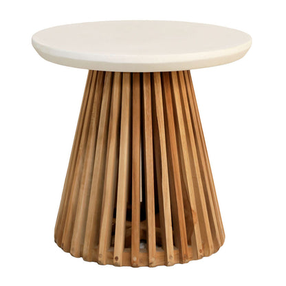 Azure 20" Cement Top Round White Outdoor Side Table