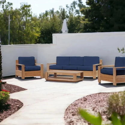 Qube 4PC Teak Outdoor Patio Deep Set Sunbrella Cushion -- view 3