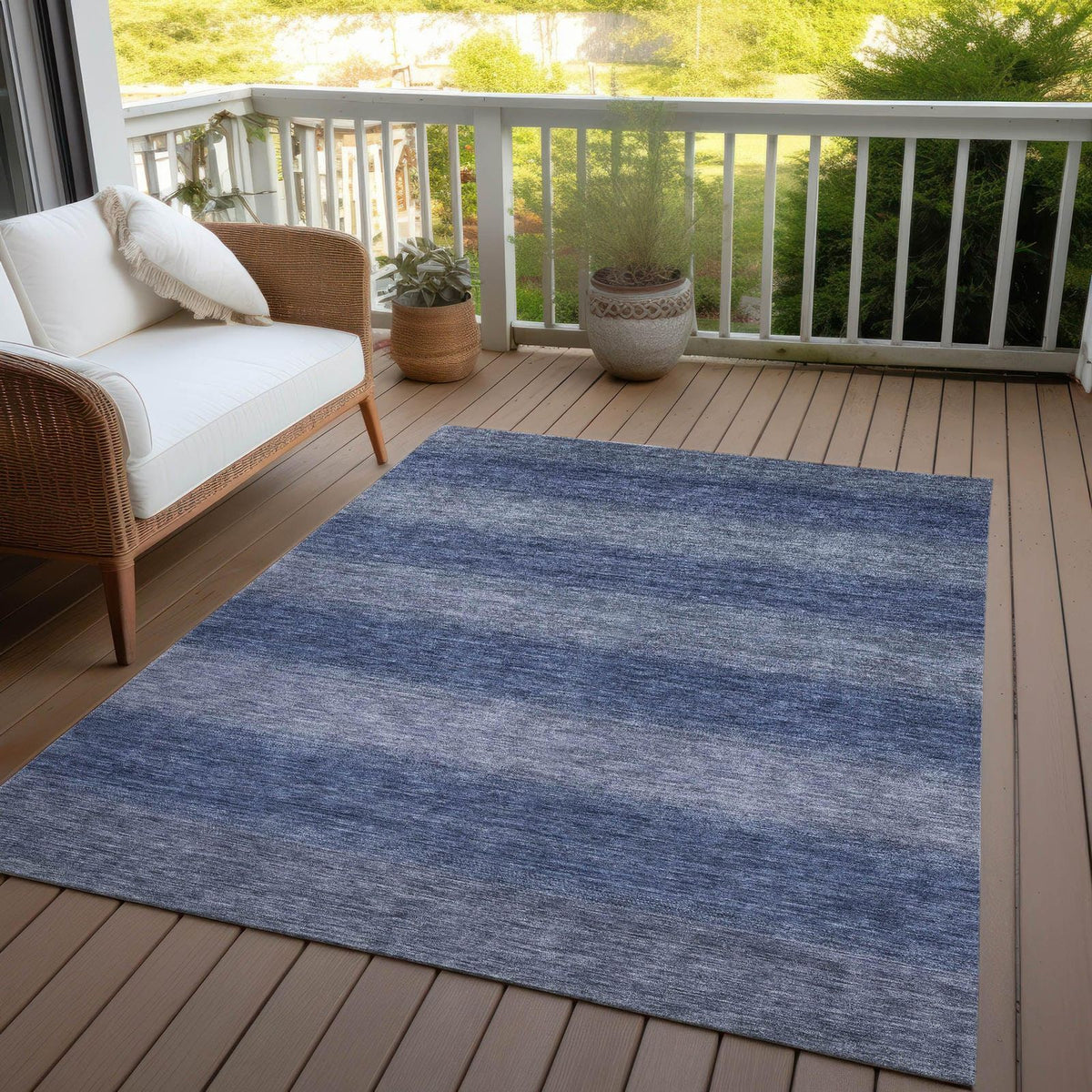 Haelius Blue Washable Indoor-Outdoor Rug