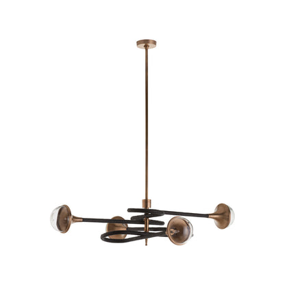 Newton Central Brass Stem Black Chandelier