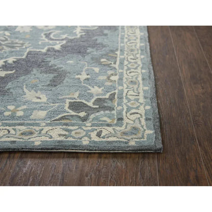 Awat Central Medallion Dark Gray Large Area Rugs -- gray