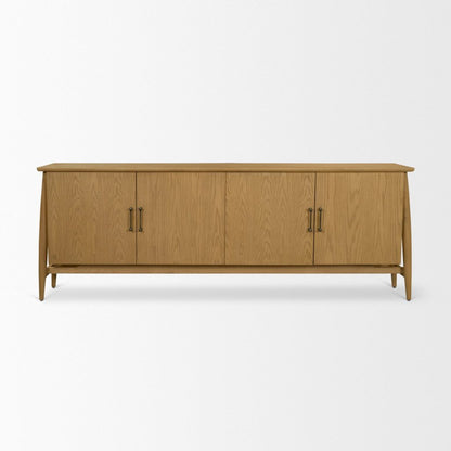 Hollis 84"W Warm Brown Wood 4-Door Closed Sideboard -- Light Brown