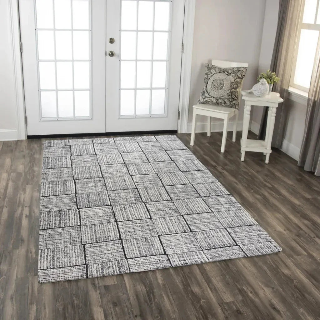 Ches Geometric Charcoal Area Rugs For Living Room -- charcoal