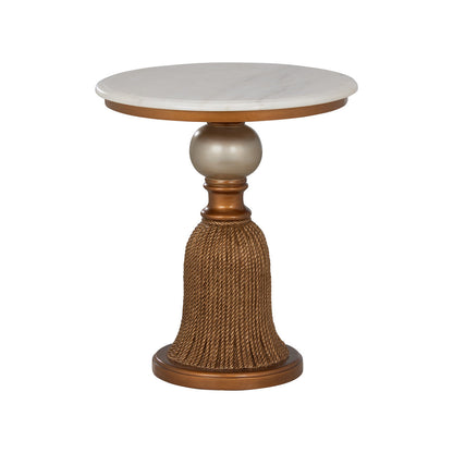 Chelsea House Tassel Marble Top Round Side Table