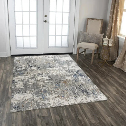 Amin Abstract Gray/ Blue Large Area Rugs -- blue