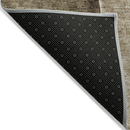 Modern Brown Washable Indoor-Outdoor Rug