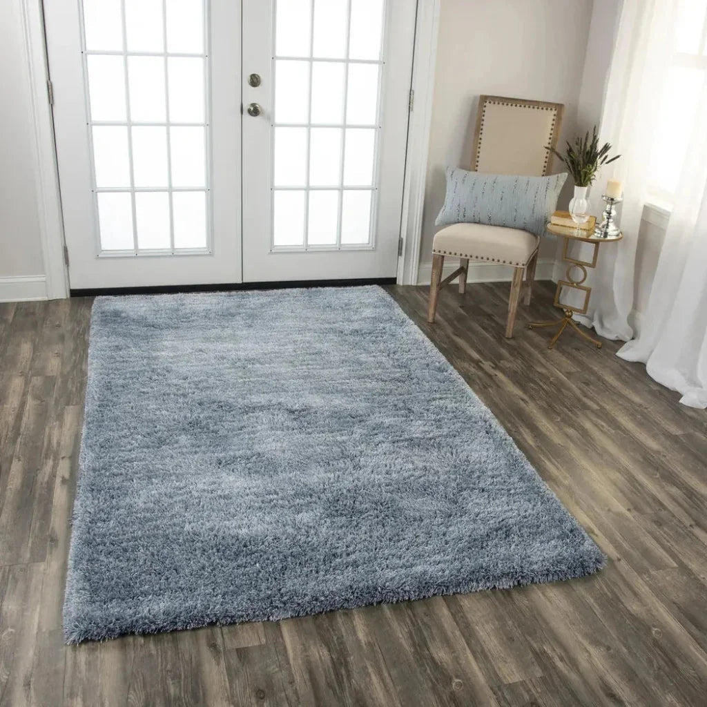 Cues Solid Blue Area Rugs For Living Room -- blue