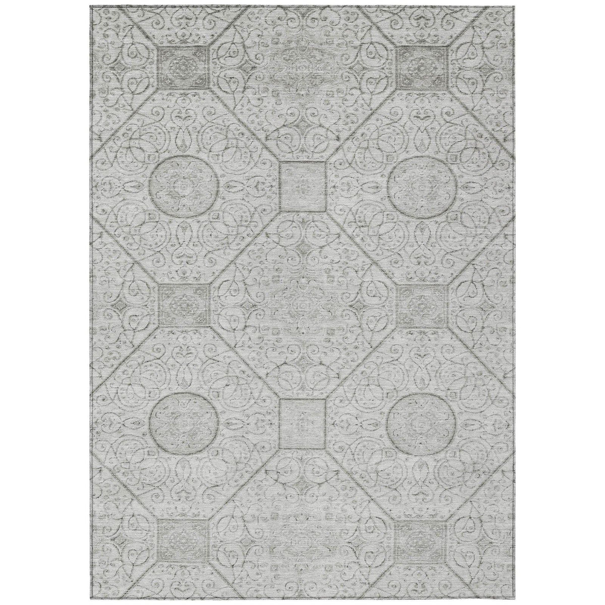 Iriora Gray Washable Indoor-Outdoor Rug