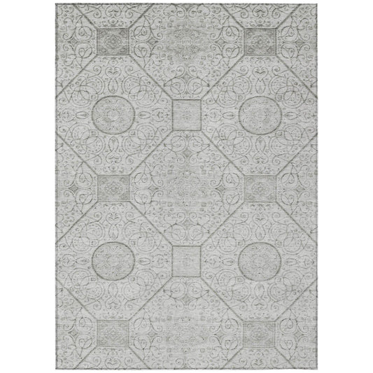 Iriora Gray Washable Indoor-Outdoor Rug
