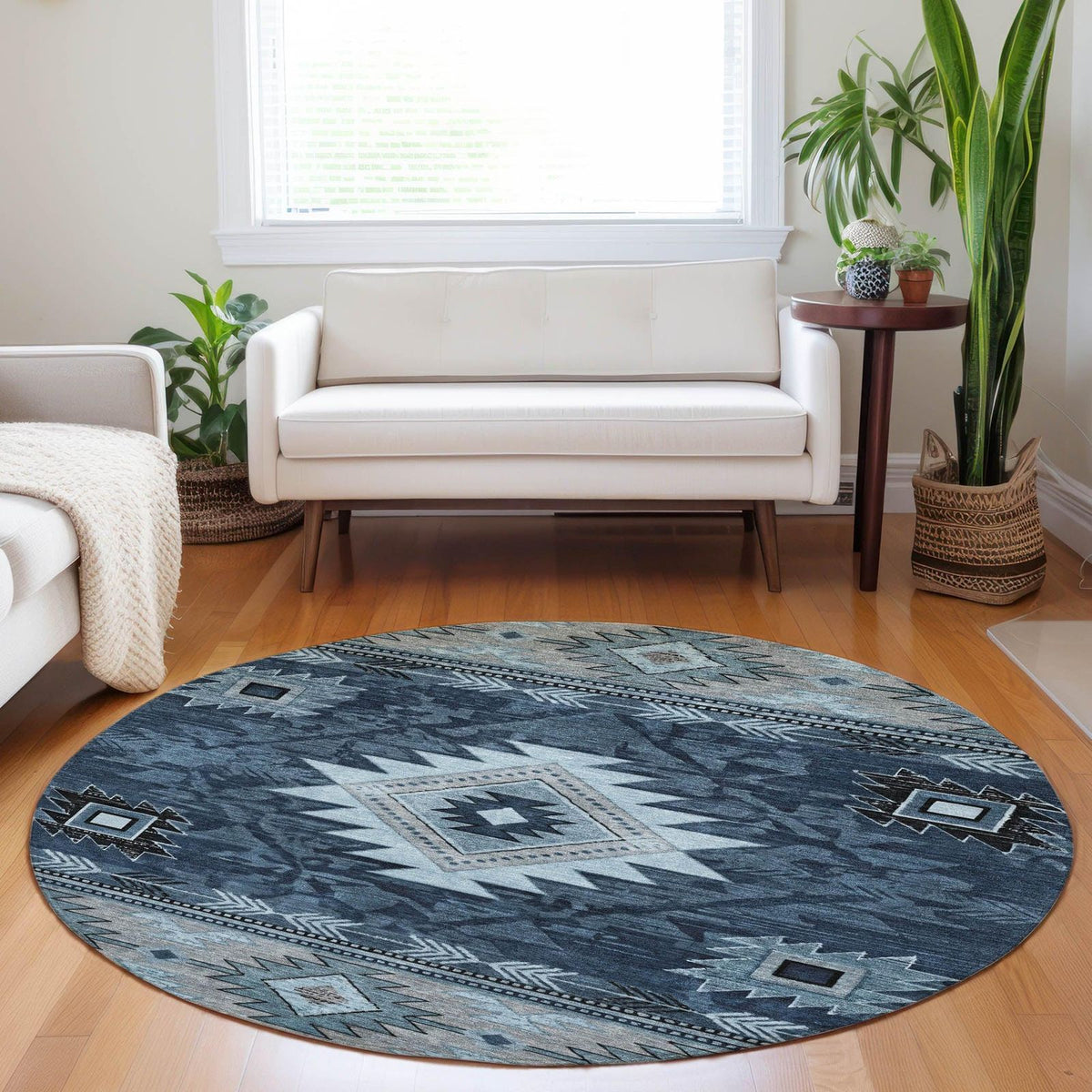 Jaelas Blue Washable Indoor-Outdoor Rug