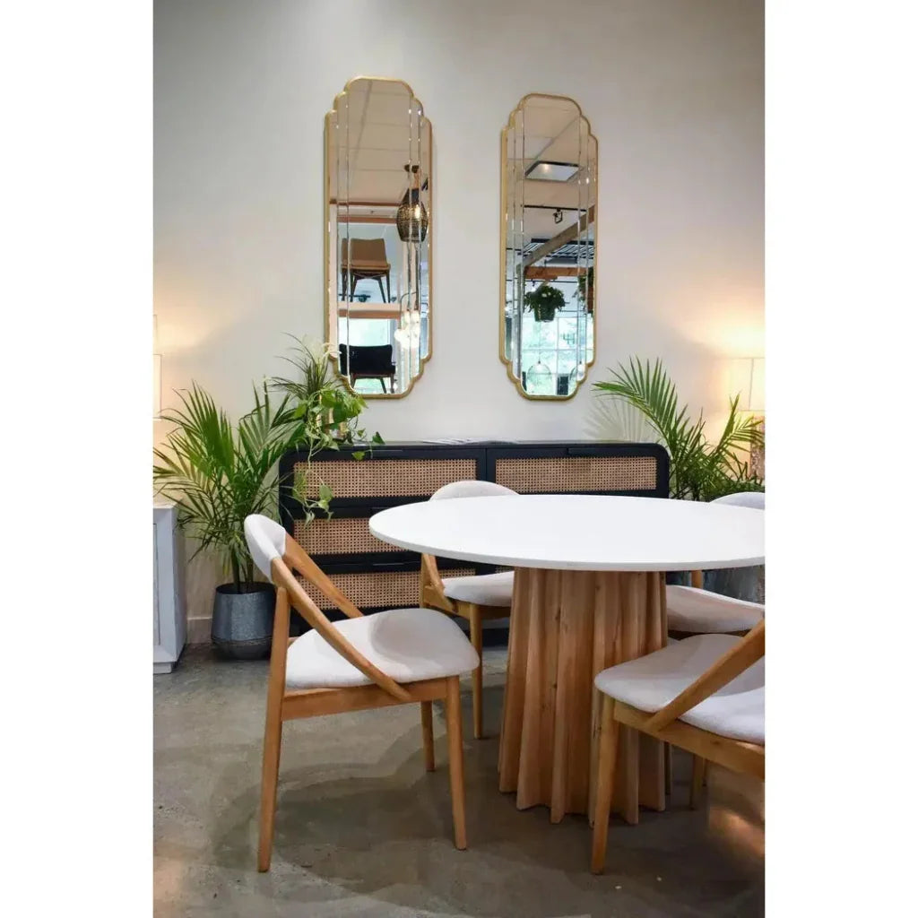 Round Beige & White Dining Table Concrete -- view 7