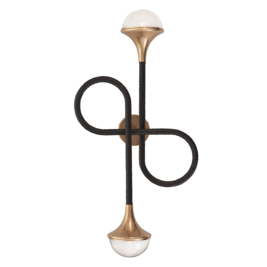 Wildwood Newton Black Leather Warp Wall Sconce