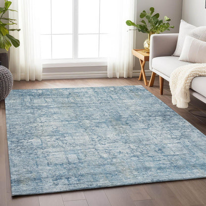 Kaelien Blue Washable Indoor-Outdoor Rug -- blue