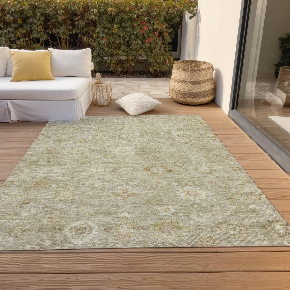 Laeara Brown Washable Indoor-Outdoor Rug -- brown
