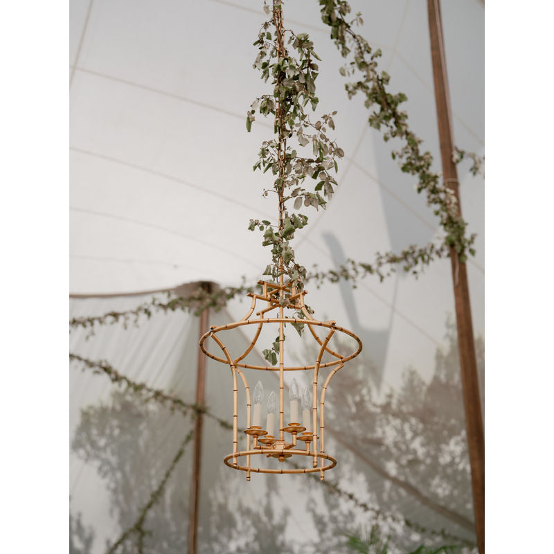 Bamboo Antique Gold Faux Frame Chandelier