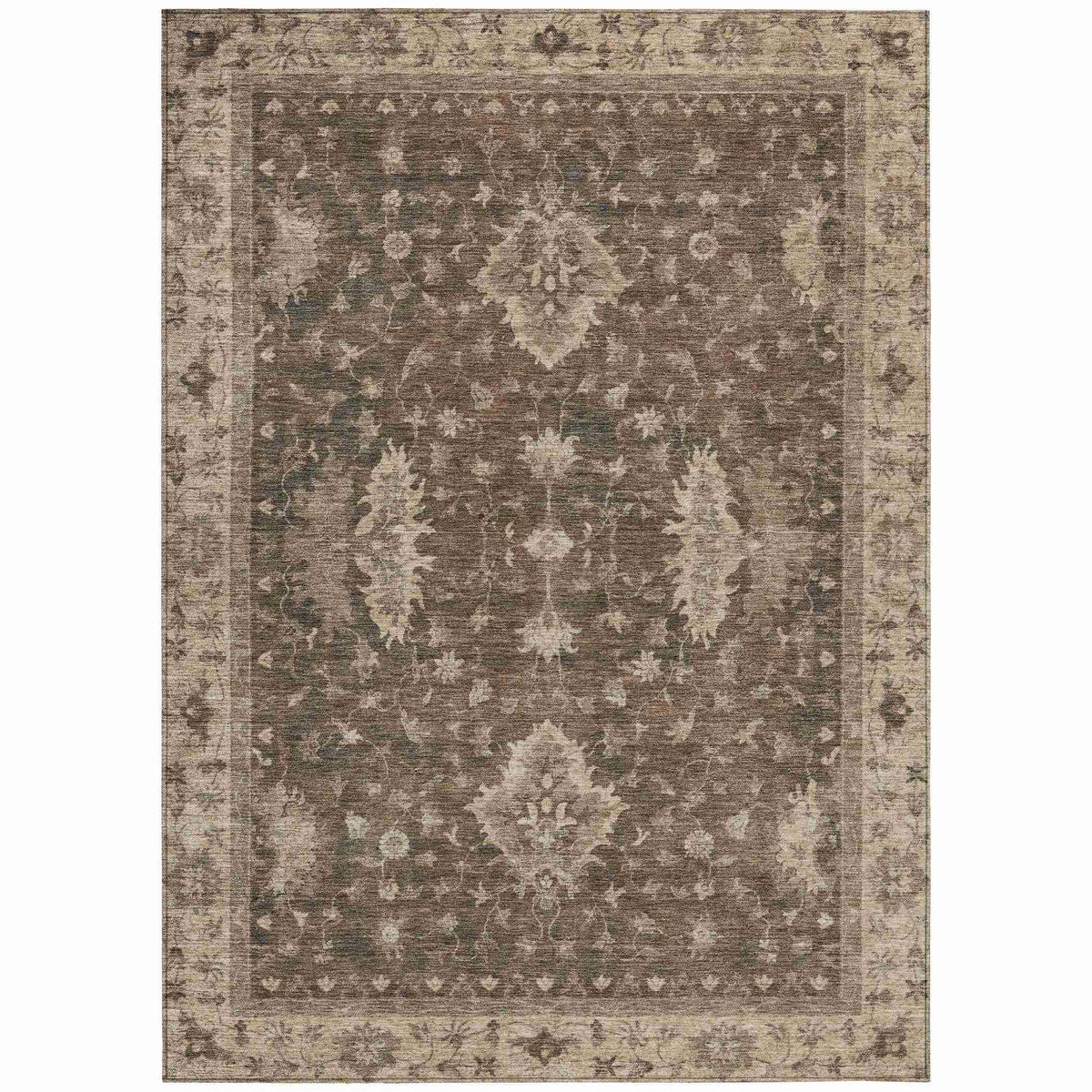 Iriaris Brown Washable Indoor-Outdoor Rug