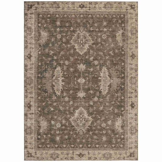 Iriaris Brown Washable Indoor-Outdoor Rug
