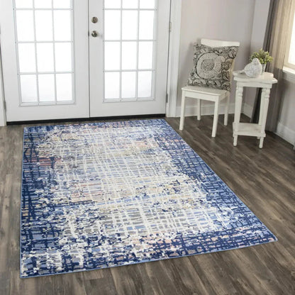 Dali Abstract Blue Kitchen Hallway Runner Rug -- blue