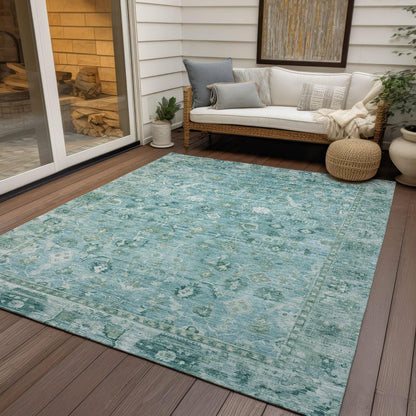 Laeel Blue Washable Indoor-Outdoor Rug