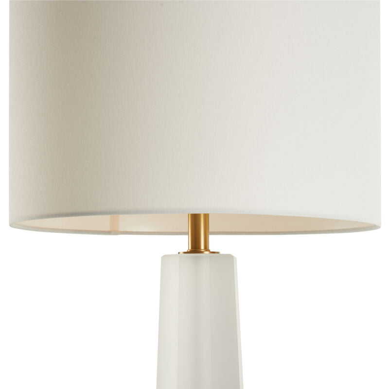 Chelsea House Frosted Crystal Crisp White Fabric Shade Table Lamp