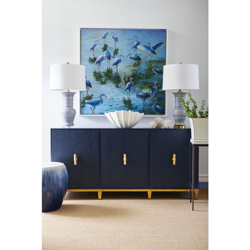 Chelsea House Beehive Blue Ceramic And Gold Accents Urn Table Lamp