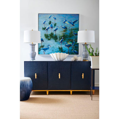 Chelsea House Beehive Blue Ceramic And Gold Accents Urn Table Lamp