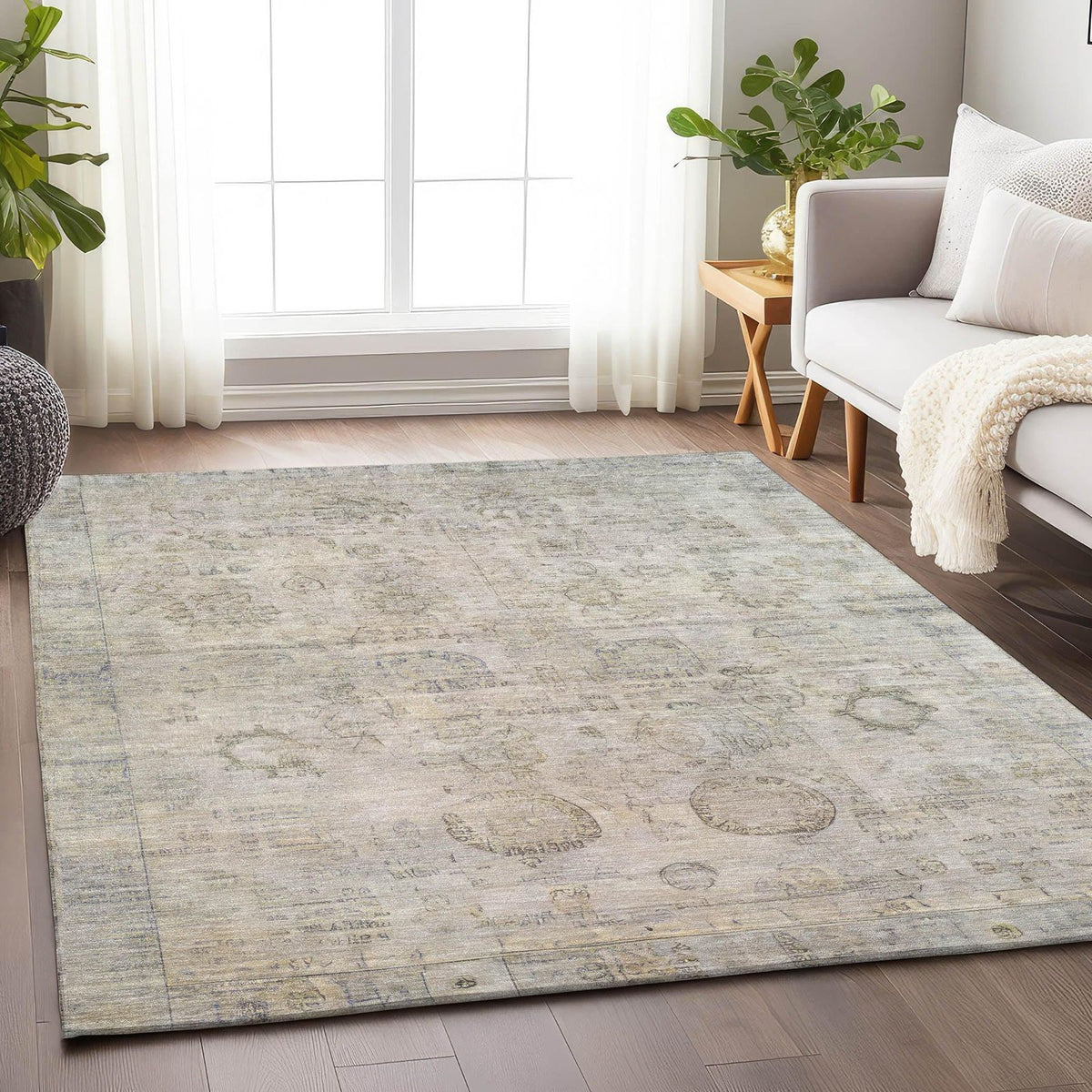 Laeanor Ivory Washable Indoor-Outdoor Rug -- ivory
