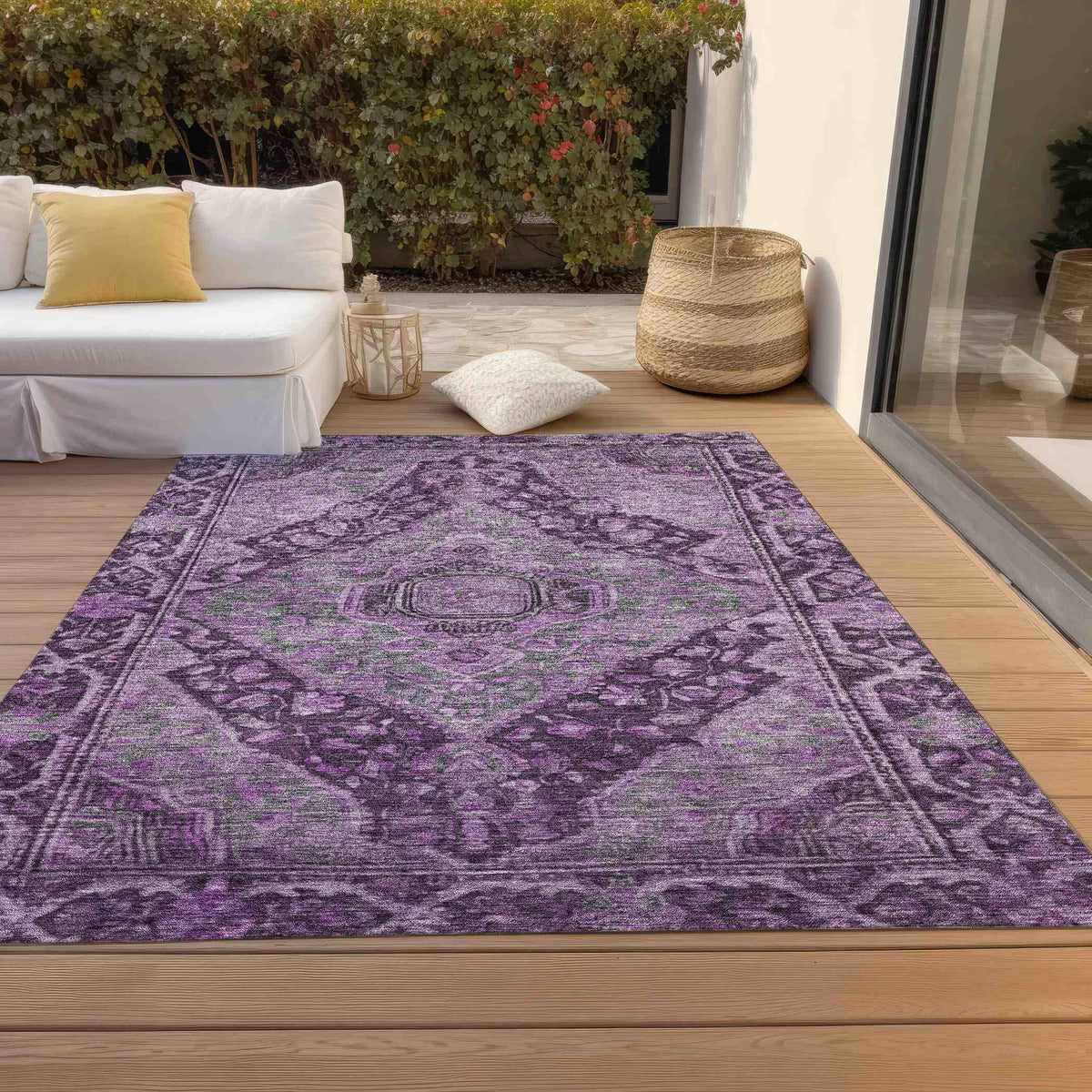 Kaelanor Purple Washable Indoor-Outdoor Rug -- purple