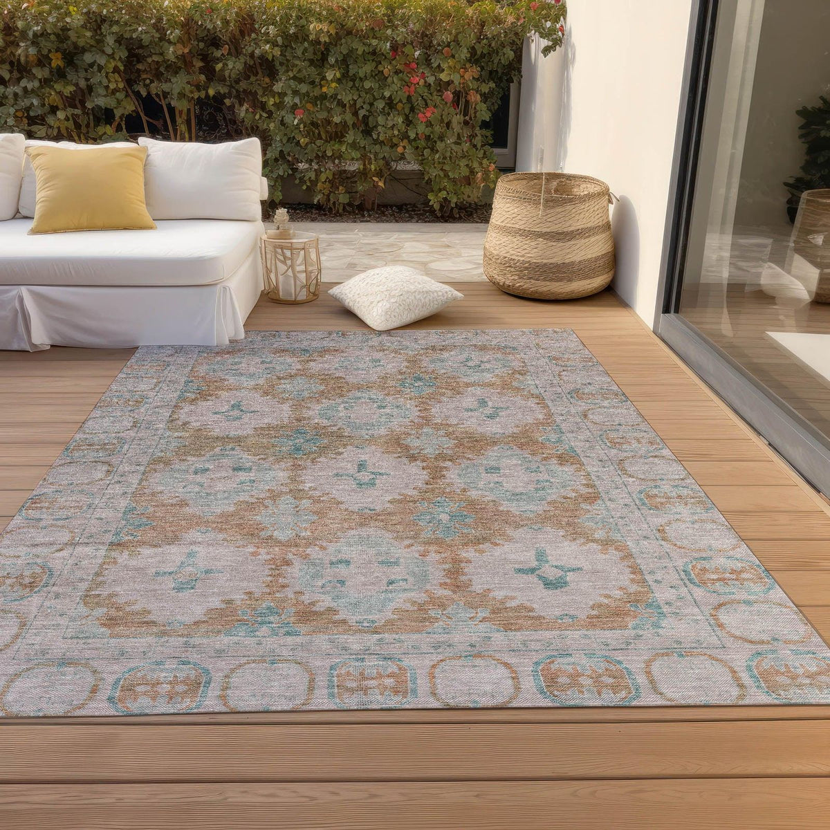 Jaelora Orange Washable Indoor-Outdoor Rug -- view 3