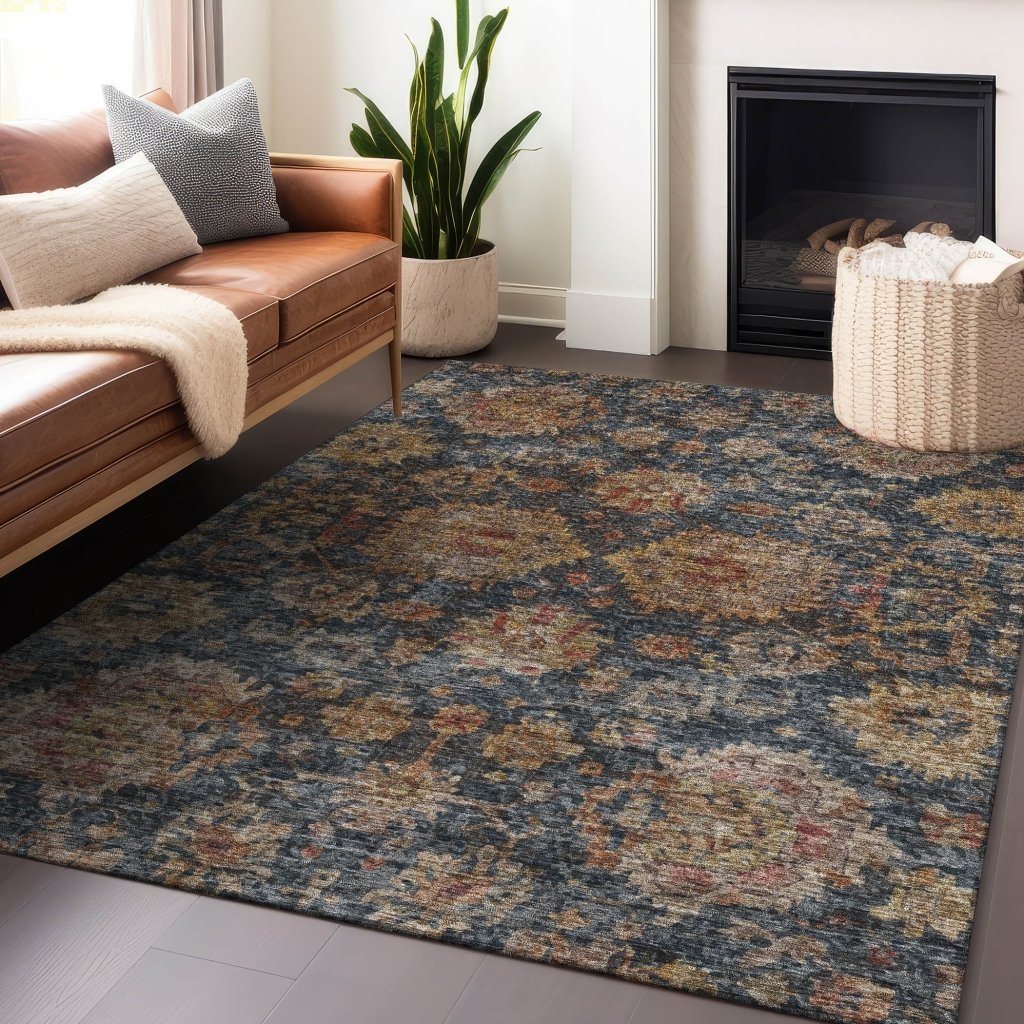 LOOMLAN Rugs Cadenza Blue Washable Indoor-Outdoor Rug