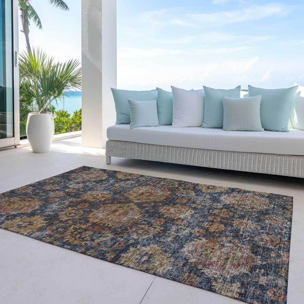 LOOMLAN Rugs Cadenza Blue Washable Indoor-Outdoor Rug