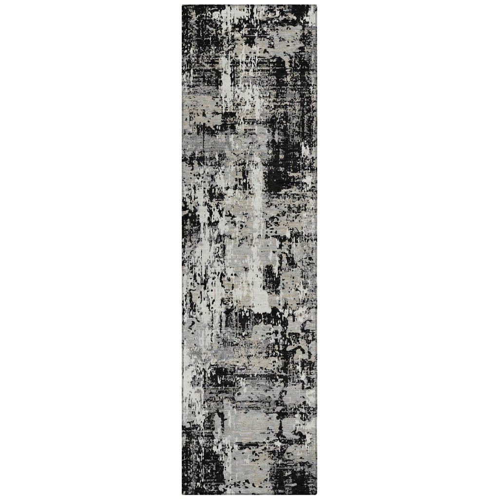 LOOMLAN Rugs Caelan Black Washable Indoor-Outdoor Rug