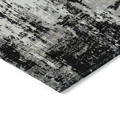 LOOMLAN Rugs Caelan Black Washable Indoor-Outdoor Rug