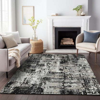 LOOMLAN Rugs Caelan Black Washable Indoor-Outdoor Rug