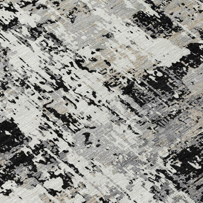 LOOMLAN Rugs Caelan Black Washable Indoor-Outdoor Rug