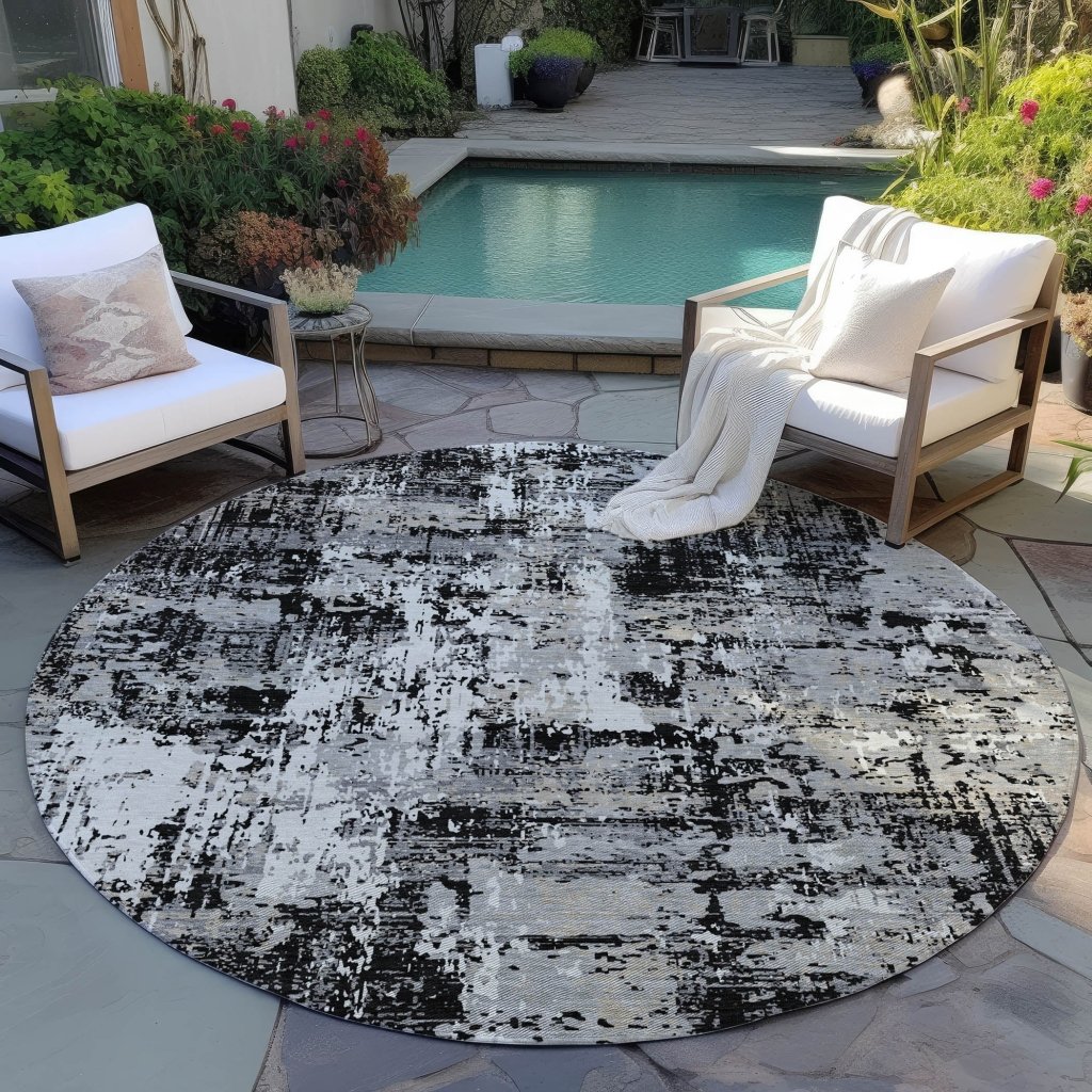 LOOMLAN Rugs Caelan Black Washable Indoor-Outdoor Rug