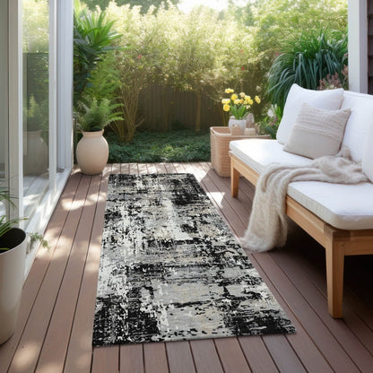 LOOMLAN Rugs Caelan Black Washable Indoor-Outdoor Rug