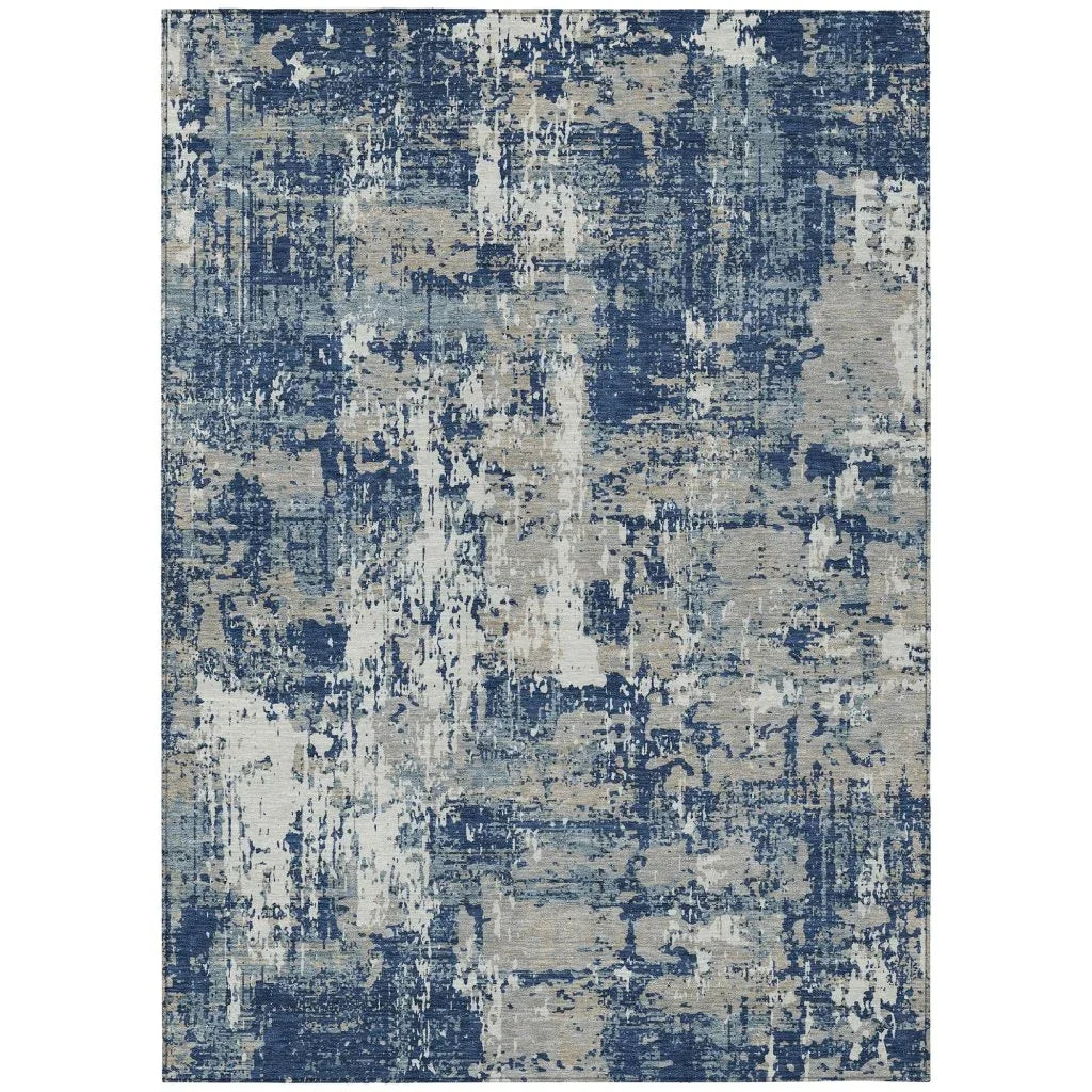 LOOMLAN Rugs Caelan Blue Washable Indoor-Outdoor Rug