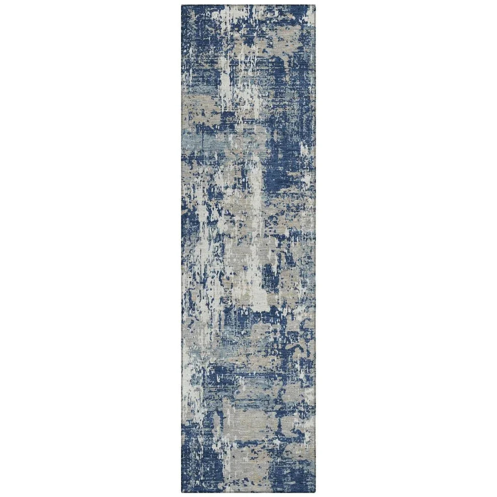 LOOMLAN Rugs Caelan Blue Washable Indoor-Outdoor Rug