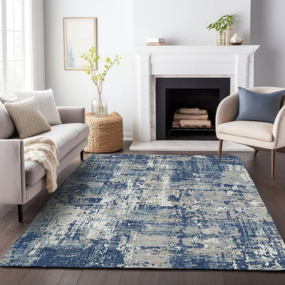 LOOMLAN Rugs Caelan Blue Washable Indoor-Outdoor Rug