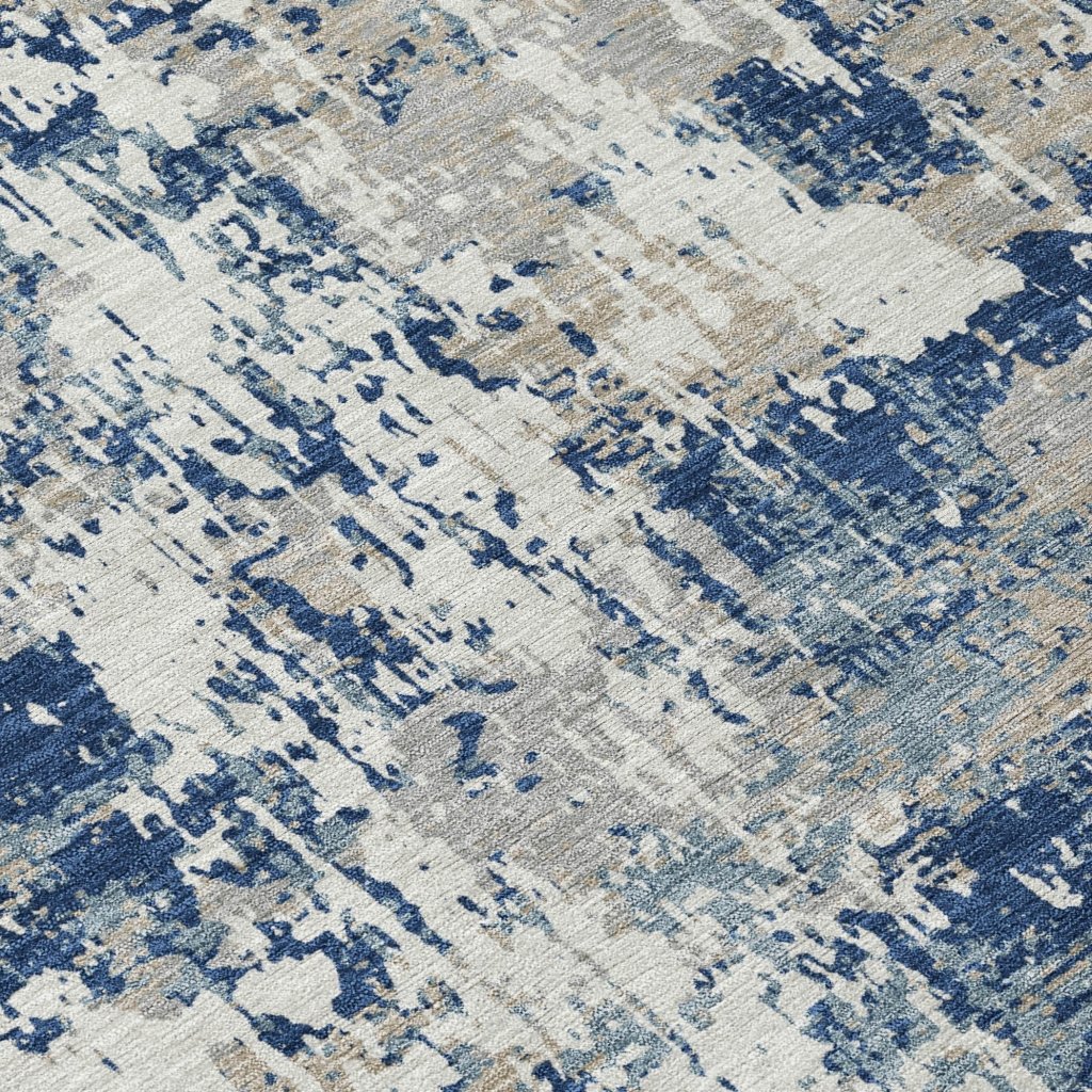 LOOMLAN Rugs Caelan Blue Washable Indoor-Outdoor Rug