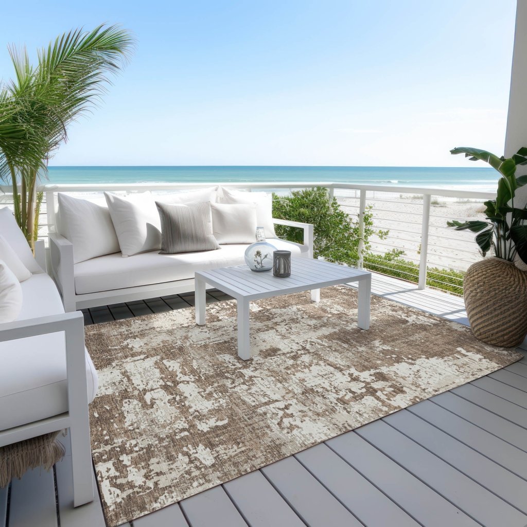 LOOMLAN Rugs Caelan Brown Washable Indoor-Outdoor Rug