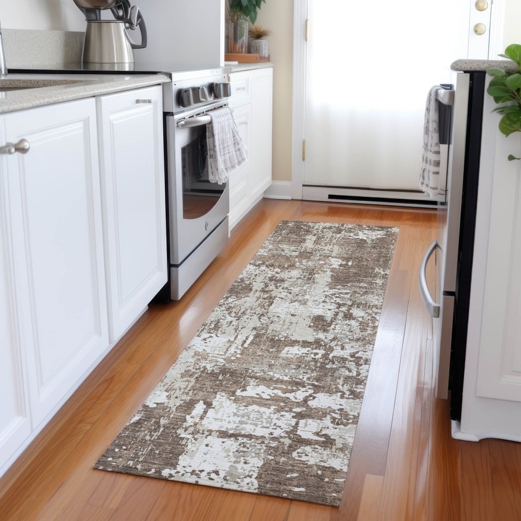 LOOMLAN Rugs Caelan Brown Washable Indoor-Outdoor Rug