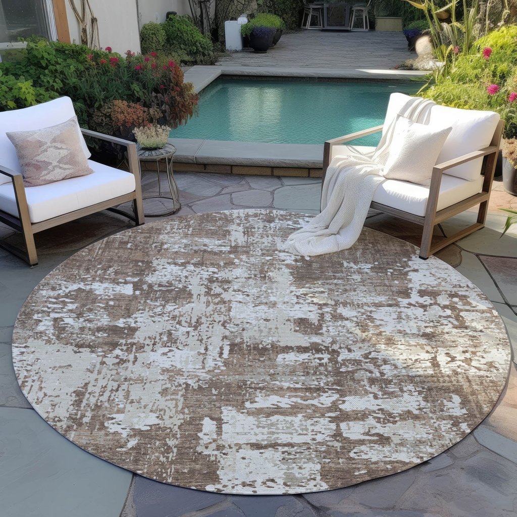LOOMLAN Rugs Caelan Brown Washable Indoor-Outdoor Rug