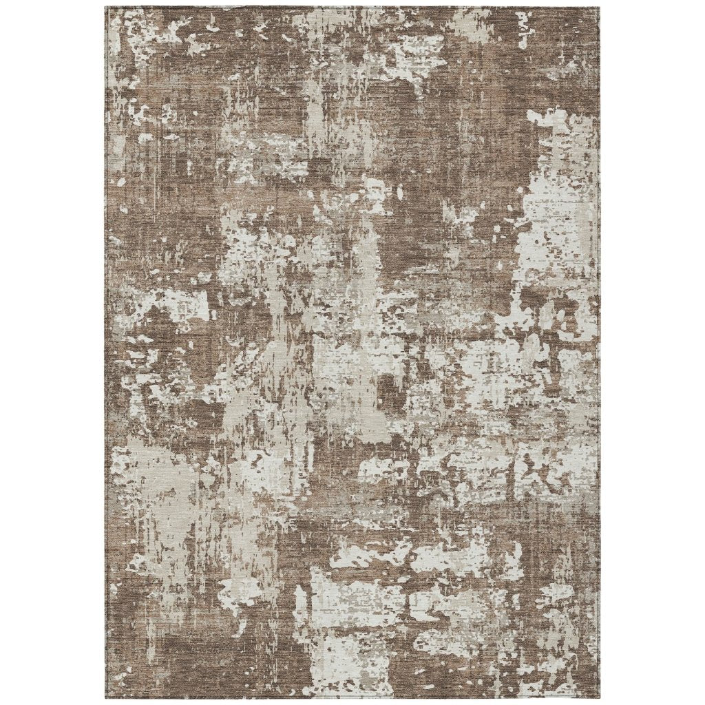 LOOMLAN Rugs Caelan Brown Washable Indoor-Outdoor Rug
