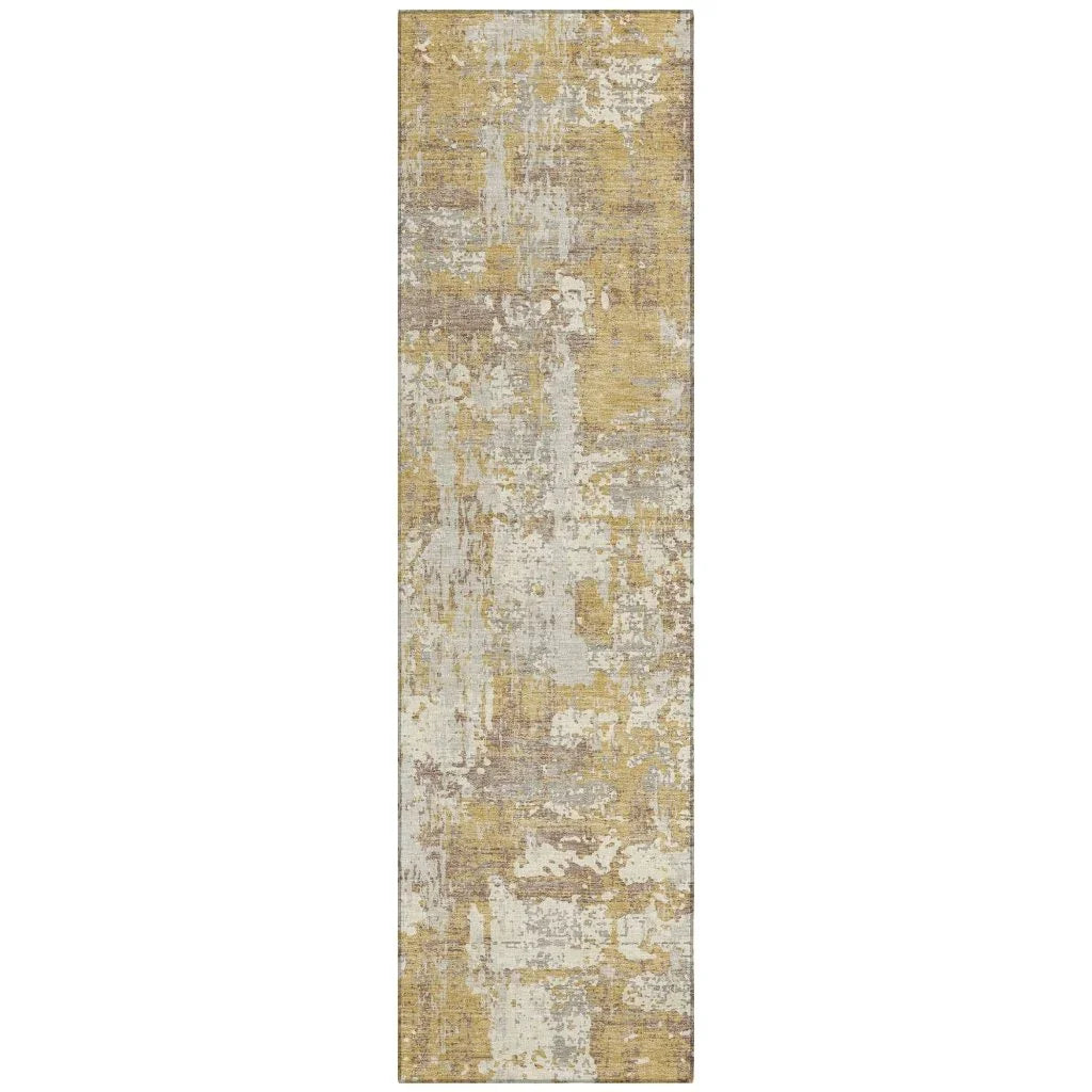 LOOMLAN Rugs Caelan Gold Washable Indoor-Outdoor Rug
