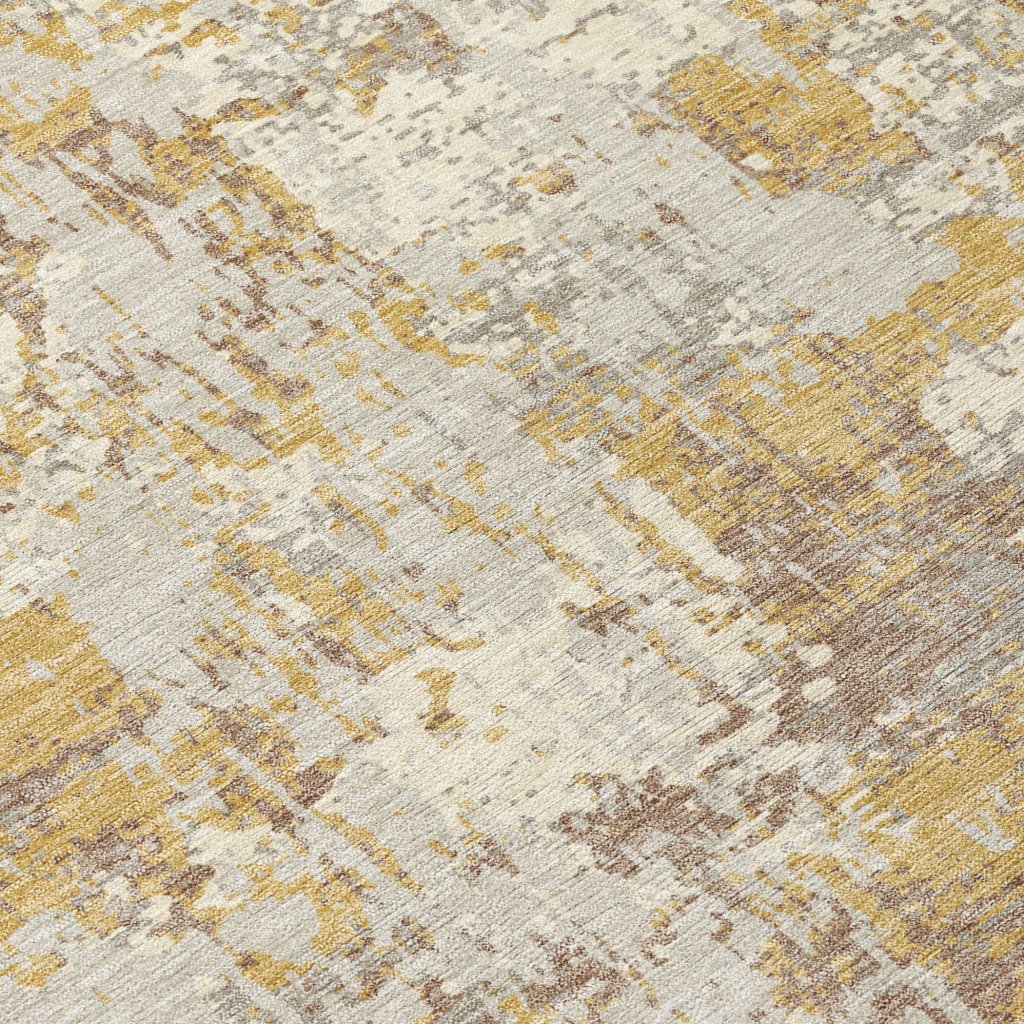 LOOMLAN Rugs Caelan Gold Washable Indoor-Outdoor Rug