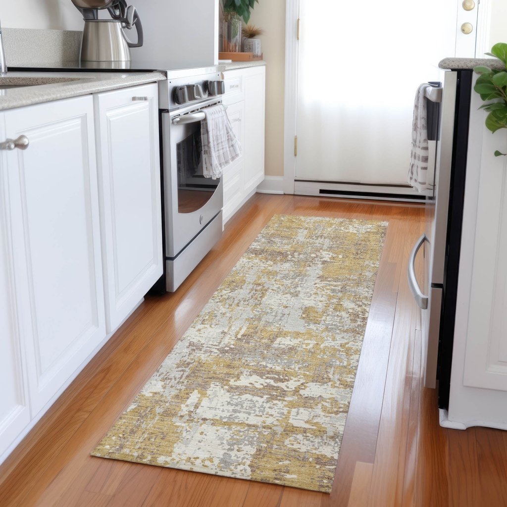 LOOMLAN Rugs Caelan Gold Washable Indoor-Outdoor Rug