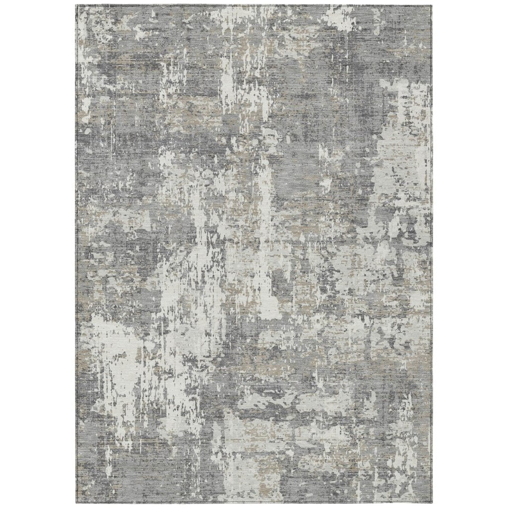 LOOMLAN Rugs Caelan Gray Washable Indoor-Outdoor Rug